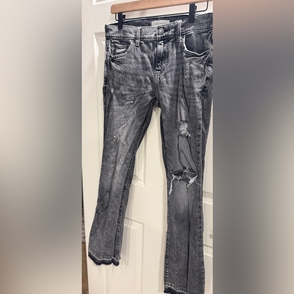 PacSun Distressed Black Slim Boot Jeans Size 29 High Rise Raw Hem - Picture 2 of 9